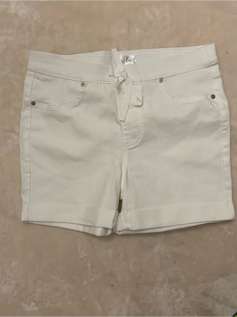 just be Cream Drawstring Casual Bermuda Shorts size M